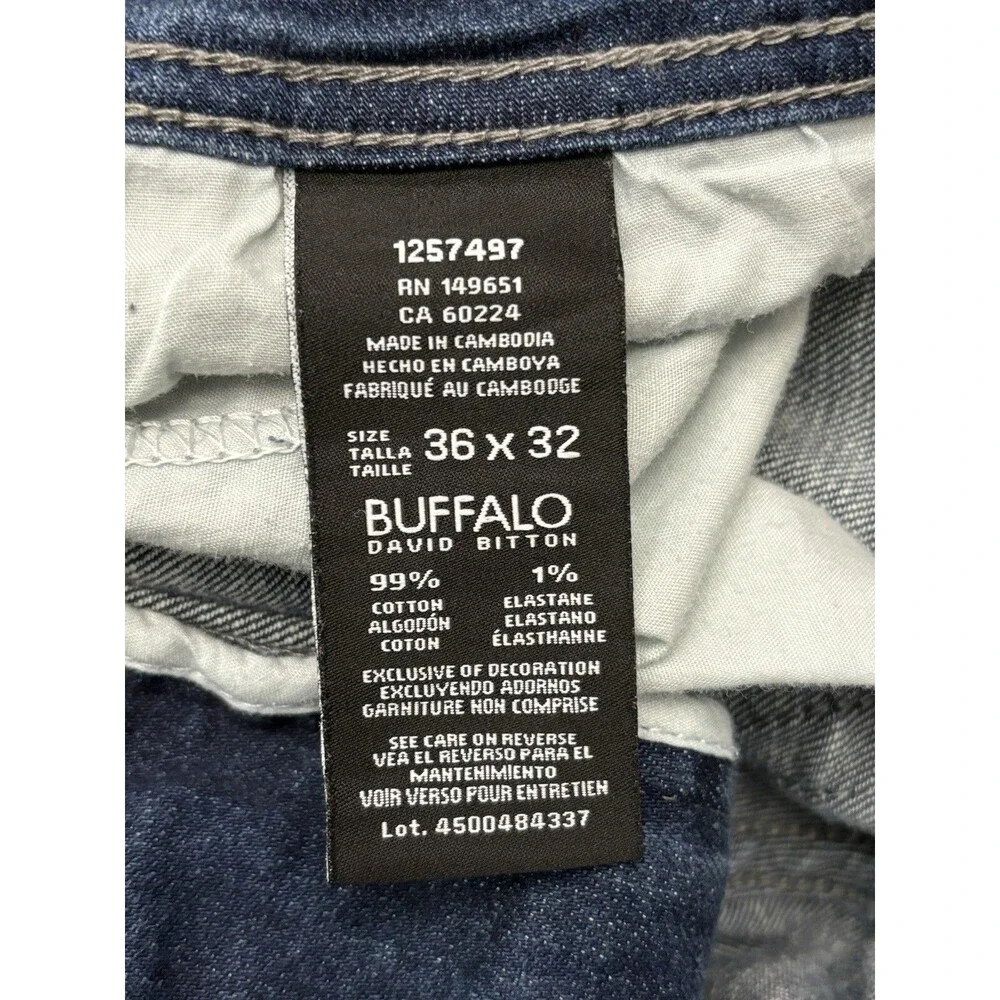 Buffalo David Bitton Jackson Jeans Mens 36x30.5 Straight Stretch Blue Denim